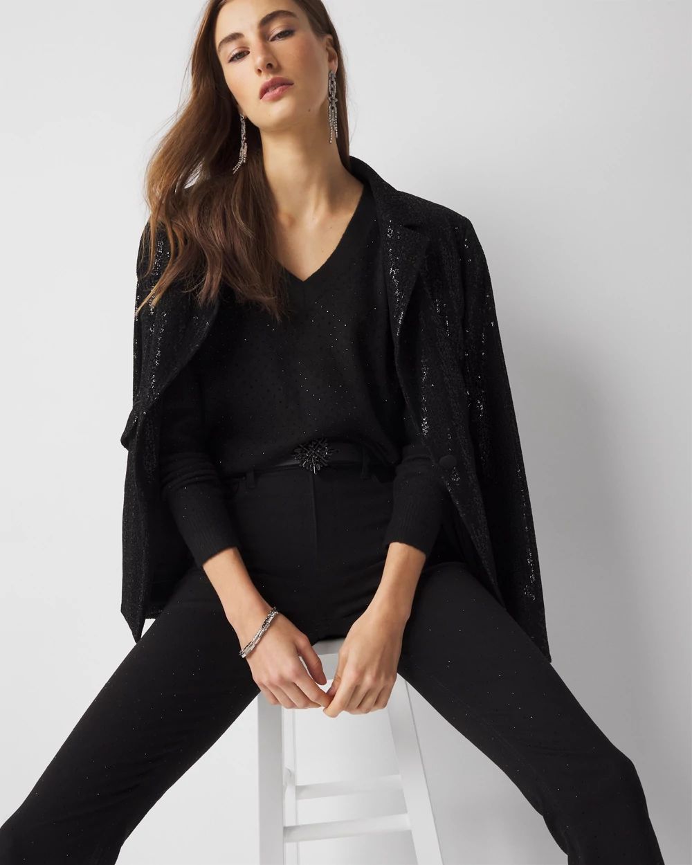 Embellished V-Neck Sweater | White House Black Market Embellished V-Neck Sweater | White House Black Market